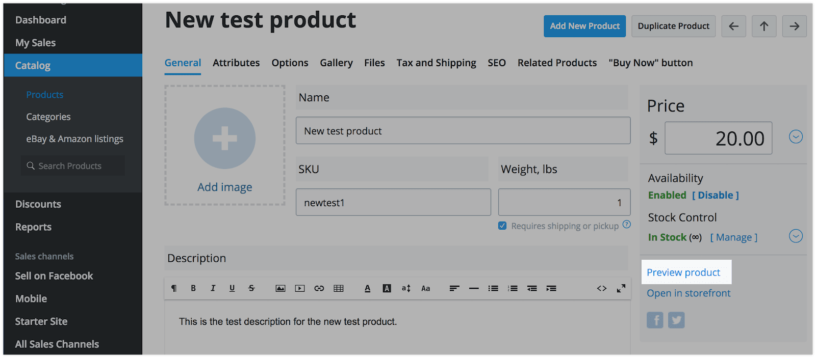 Preview a product from your Control Panel