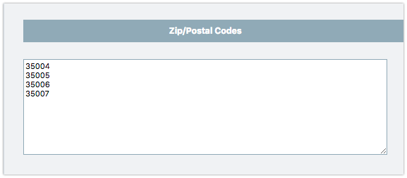 Add zipcodes